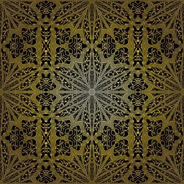 Geometric gold lace seamless pattern. Arabic tile lattice vector background. Stock-Illustration