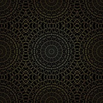 Geometric gold lace seamless pattern. Arabic tile lattice vector background. Stock-Illustration