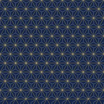 Geometric gold lattice pattern on dark navy background seamless texture Stock Illustration