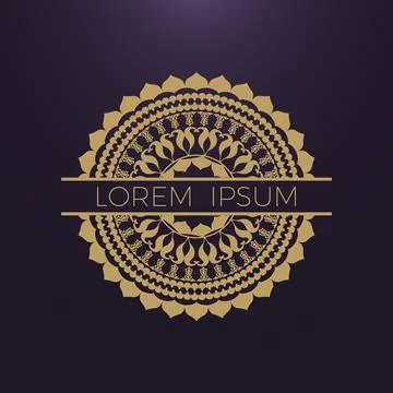 Geometric gold logo template. Vector gold arabic ornamental symbol on dark 스톡 일러스트