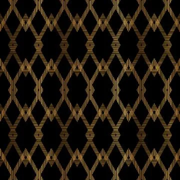 Geometric Gold Rhombus Pattern with Black Background Illustrazione stock