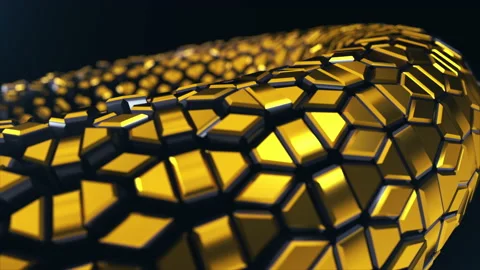 Geometric Golden Abstract Background Interior Industrial Construction Structure. Video stock 161355199