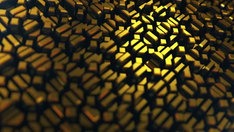 Geometric Golden Abstract Background Interior Industrial Construction Structure. Video stock 161355505