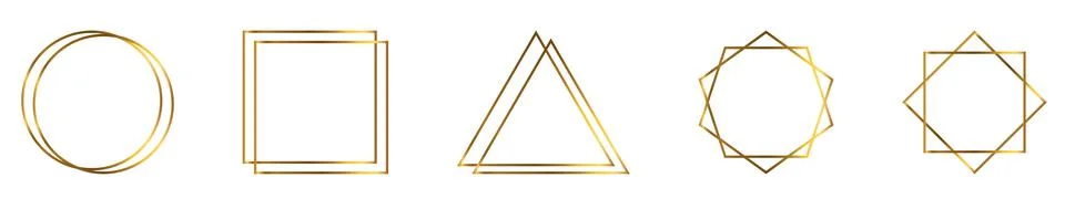 Geometric golden frames set Illustrazione stock