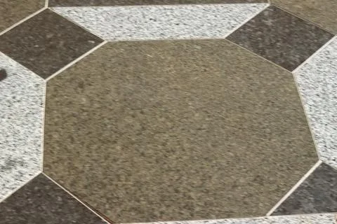 Geometric Granite Floor Tile Pattern with Octagonal Design Stock Photos