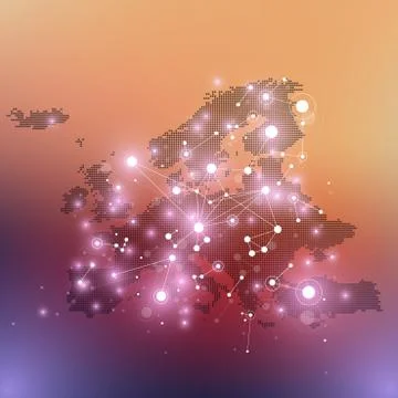 Geometric graphic background communication with dotted Europe Map. Big data Illustrazione stock