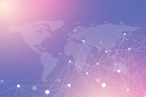 Geometric graphic background communication with dotted World Map. Big data イラスト素材