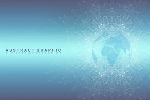Geometric graphic background communication. Global network connections Illustrazione stock