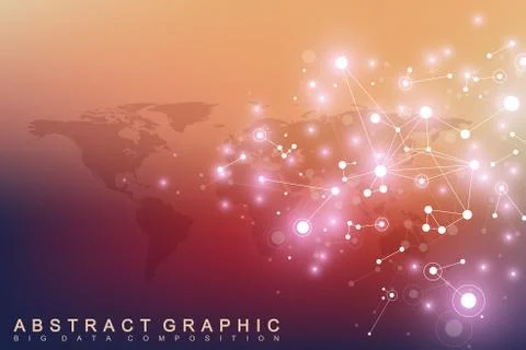 Geometric graphic background communication with World Map. Big data complex with Illustrazione stock