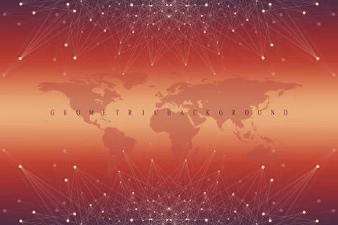 Geometric graphic background communication with World Map. Big data complex with Stock Illustration