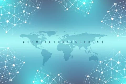 Geometric graphic background communication with World Map. Big data complex with Stock Illustration