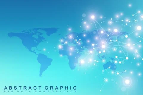 Geometric graphic background communication with World Map. Big data complex with Stock Illustration