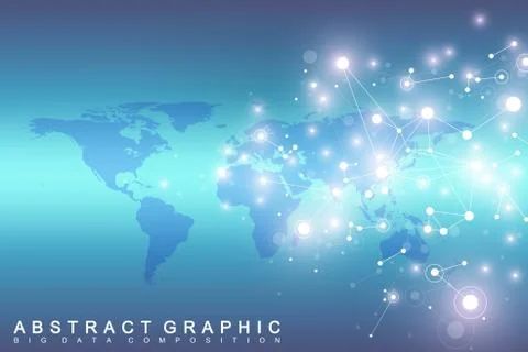 Geometric graphic background communication with World Map. Big data complex with Stock Illustration