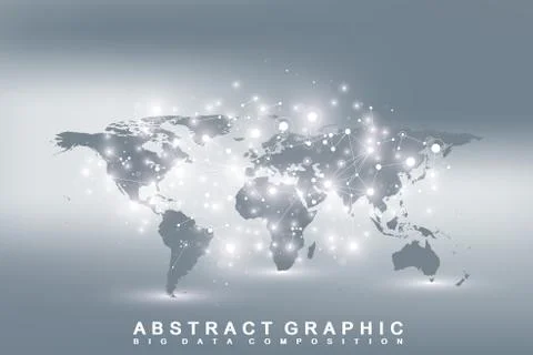 Geometric graphic background communication with World Map. Big data complex with Stock Illustration