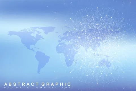 Geometric graphic background communication with World Map. Big data complex with 스톡 일러스트