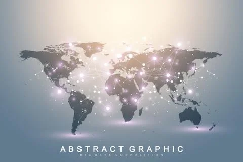 Geometric graphic background communication with World Map. Big data complex with Stock Illustration