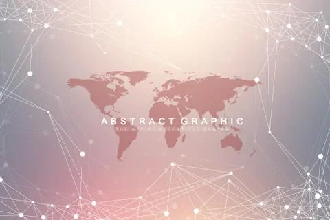 Geometric graphic background communication with World Map. Big data complex with Stock Illustration
