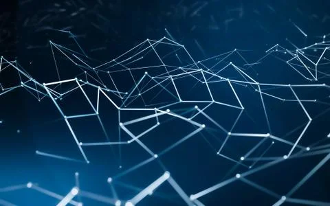 Geometric graphic background with connecting dots and lines. 3d rendering Stock Illustration