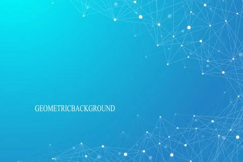 Geometric graphic background molecule and communication. Connected lines with Stock Illustration