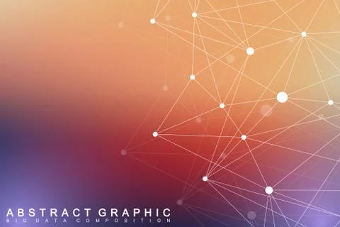 Geometric graphic background molecule and communication. Big data complex with Illustrazione stock