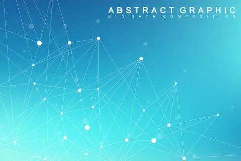 Geometric graphic background molecule and communication. Big data complex with Illustrazione stock