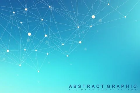 Geometric graphic background molecule and communication. Big data complex with Illustrazione stock