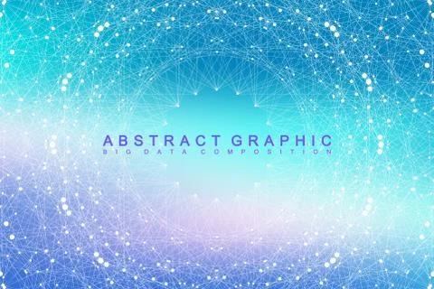 Geometric graphic background molecule and communication. Big data complex with Illustrazione stock