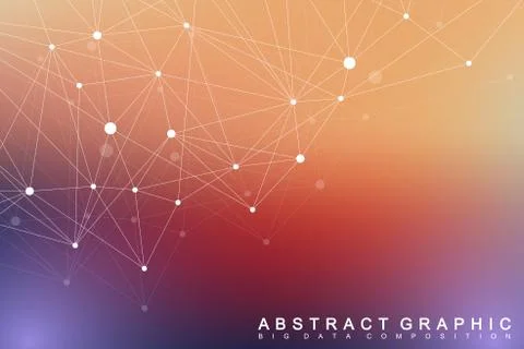Geometric graphic background molecule and communication. Big data complex with 스톡 일러스트