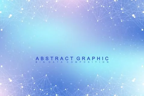 Geometric graphic background molecule and communication. Big data complex with Illustrazione stock