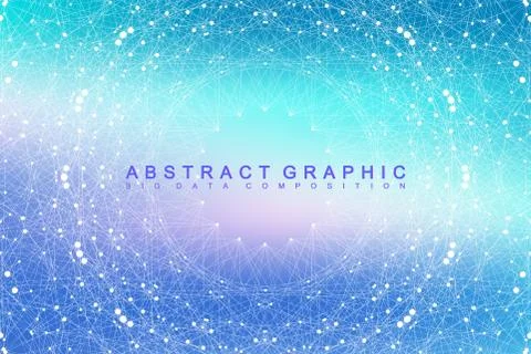 Geometric graphic background molecule and communication. Big data complex with Stock Illustration