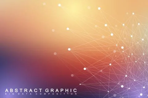 Geometric graphic background molecule and communication. Big data complex with Illustrazione stock