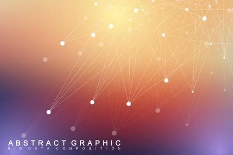 Geometric graphic background molecule and communication. Big data complex with Stock Illustration