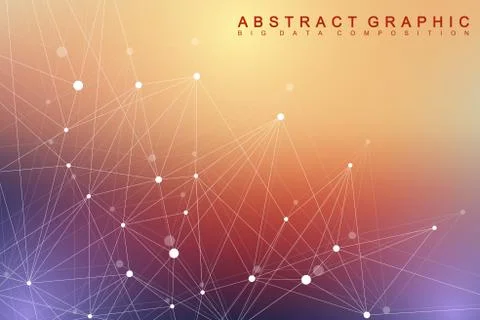 Geometric graphic background molecule and communication. Big data complex with Illustrazione stock
