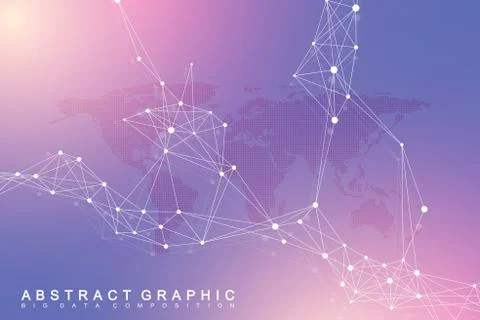 Geometric graphic background molecule and communication. Big data complex with Illustrazione stock