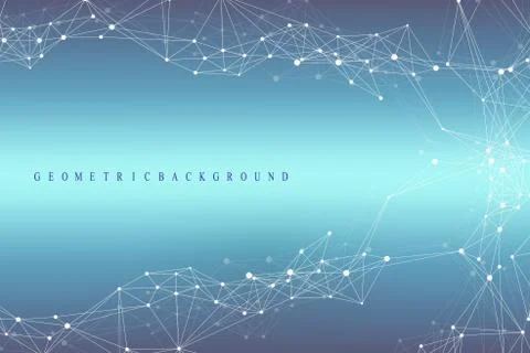 Geometric graphic background molecule and communication. Big data complex with Illustrazione stock