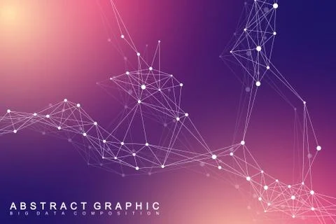 Geometric graphic background molecule and communication. Big data complex with Illustrazione stock