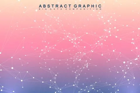 Geometric graphic background molecule and communication. Big data complex with Illustrazione stock