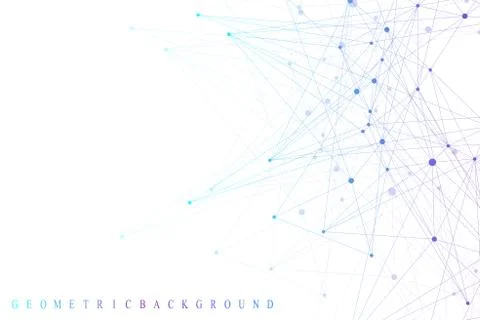 Geometric graphic background molecule and communication. Big data complex with Illustrazione stock