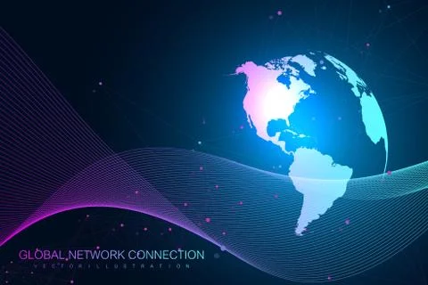 Geometric graphic background molecule and communication. Big data complex with Illustrazione stock