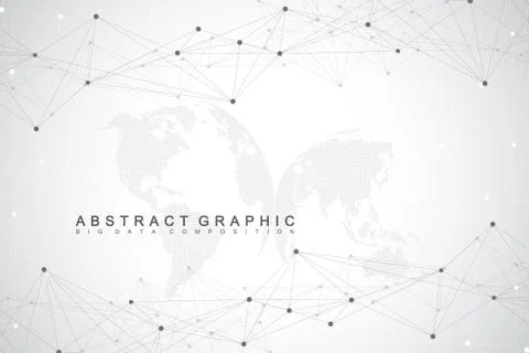 Geometric graphic background molecule and communication. Big data complex with Illustrazione stock