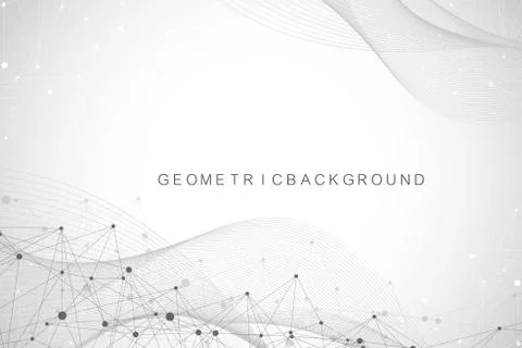 Geometric graphic background molecule and communication. Connected lines with Stock Illustration