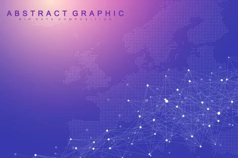 Geometric graphic background molecule and communication. Big data complex with Illustrazione stock