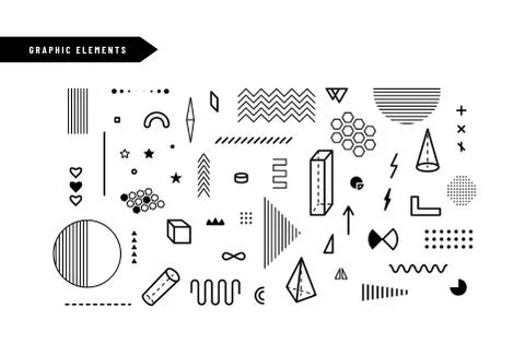 Geometric graphic elements. Set of geometrical shapes for abstract vector Stock Illustration