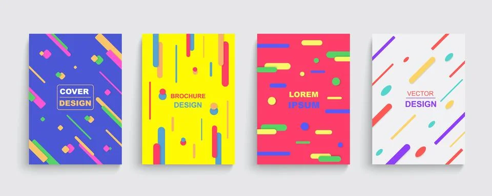 Geometric graphic posters, music patterns set. Minimal colorful dots and lines Stock Illustration