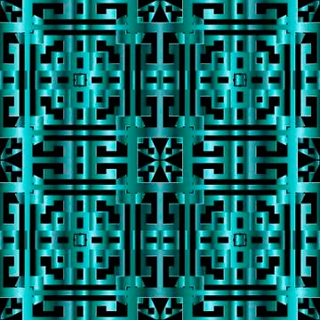 Geometric greek 3d vector seamless pattern. Ornamental modern grid background 스톡 일러스트