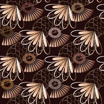 Geometric greek vector seamless pattern. Abstract floral background with gold Stockillustratie