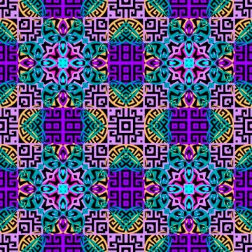 Geometric greek vector seamless pattern. Abstract floral colorful background Stock Illustration