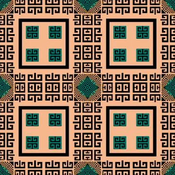 Geometric greek vector seamless pattern. Abstract colorful background. Greek key Stock Illustration