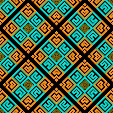 Geometric greek vector seamless pattern. Abstract colorful background. Greek key Stock Illustration