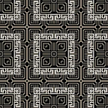 Geometric greek vector seamless pattern. Abstract tribal ethnic style backgro Stock Illustration